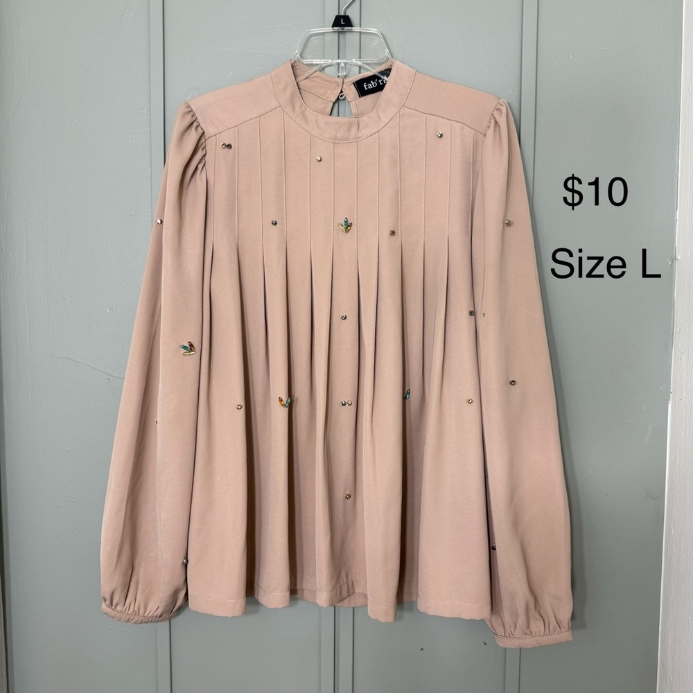 Pleated Blouse with Embellishments